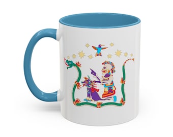 Aztec Xolo dog, Hummingbird, Serpent, & Death | Mythic Mesoamerican Art |  Mug 11oz 15oz