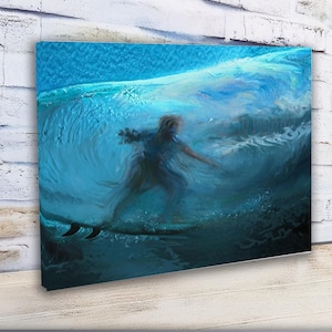 Surfer Ocean Wave Canvas Wall Art | Coastal Beach Decor | 8x12, 16x24, 24x36 | Free Shipping