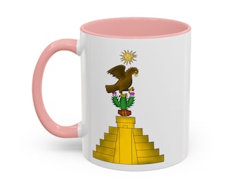Aztec Eagle on Pyramid Accent Mug | Mexican Coat of Arms Inspired