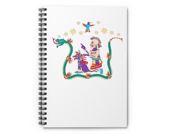 Aztec Xolo dog, Hummingbird, Serpent, & Death | Mythic Mesoamerican Art  | Spiral Notebook | Journal | Notepad| Diary