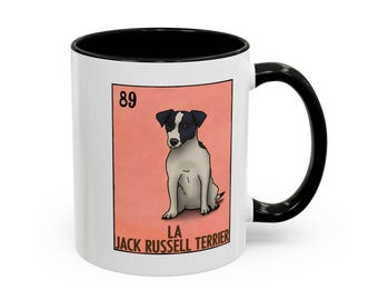 La Jack Russell Terrier Loteria Style Accent Coffee Mug (11, 15oz)