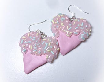 Kawaii Pink Heart Earrings