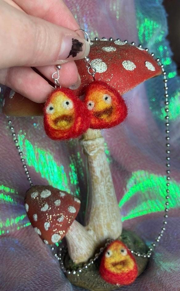 Matching Calcifer Needlefelt Set| Necklace And Earrings (Howl’s Moving Castle/Studio Ghibli)
