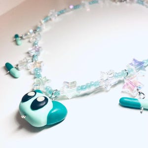 Mint Cat Polymerclay Kawaii Fairy Kei Handmade Green Necklace