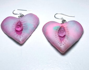 Hole In My Heart Pink Multicolor Gem Kawaii Ohrringe