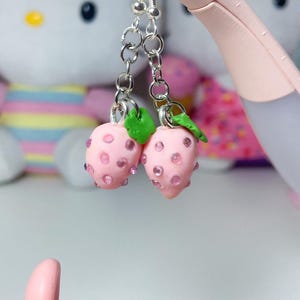 Diamanté Pink Strawberry Drop Earrings