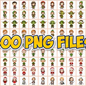 Nr.03 500 PNG, Mega Bundle Pack, Cute childrens, 2D Cartoon, Vector Art, Bundle pack, Cute Clipart, 2D, Robin Hood, Goblin, Dwarf, Santa
