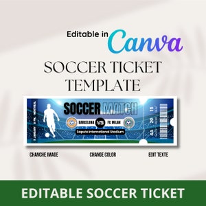 Bearbeitbare Fußball-Ticket-Vorlage, individuelles Fußball-Ticket-Geschenk, individuelles Event-Ticket, Canva-Vorlage, Ticket bearbeiten, druckbares Fußball-Ticket