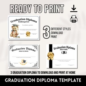 Graduation Certificate, High School Diploma, Graduation Diploma, Gold Seal Diploma, Printable Certificate, Custom Diploma Kinder, Class 2024