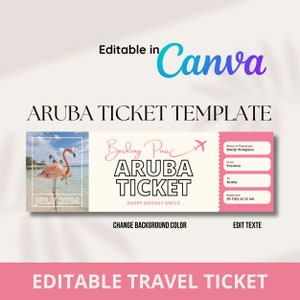 Aruba Bordkarte Ticketvorlage, bearbeitbarer Reisegutschein (digitaler Download)