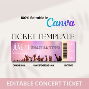 Custom Concert Ticket Gift, Editable Concert Ticket Template, Concert Tickets Gift Idea, Custom Event Ticket, Canva Template, DIY Ticket