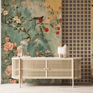 Vintage Chinoiserie nature mural
Classic Japanese art wall decor