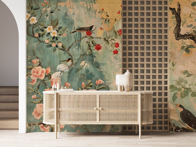Vintage Chinoiserie nature mural
Classic Japanese art wall decor