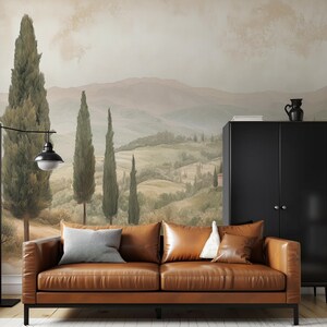 Scenic watercolor mural with nostalgic vintage design.
Soft vintage scenic wallpaper with watercolor landscapes.