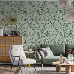 Classic Japanese floral wallpaper