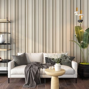 Carta da parati a strisce beige, carta da parati staccabile e incollata a strisce verticali, decalcomania da muro geometrica Boho beige morbido, decorazione da parete classica a strisce
