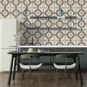 Carta da parati con piastrelle marocchine, decorazione murale araba staccabile e adesiva, carta da parati con motivo a piastrelle rimovibili classiche staccabili e adesiva