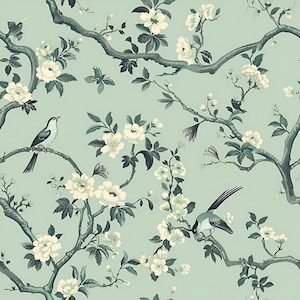 Soft green peel and stick wallpaper