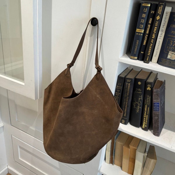 Brown Toe Bag, Suede Leather Bag, Leather Handbag, Suede Handbag