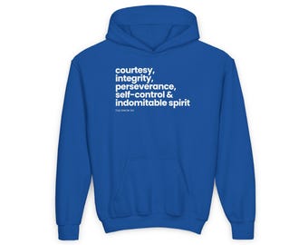 Dziecięca bluza z kapturem TaeKwonDo, Młodzieżowa bluza z kapturem TaeKwonDo, Bluza Five Tenets, Dziecięca bluza TKD, Prezent na sztuki walki, prezent na tae kwondo dla dziecka