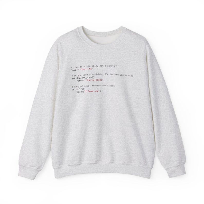 Valentine's Day Python Code sweatshirt, Valentines gift for programmers, Valentine's Gift, coding valentine's shirt, python valentines code image 2