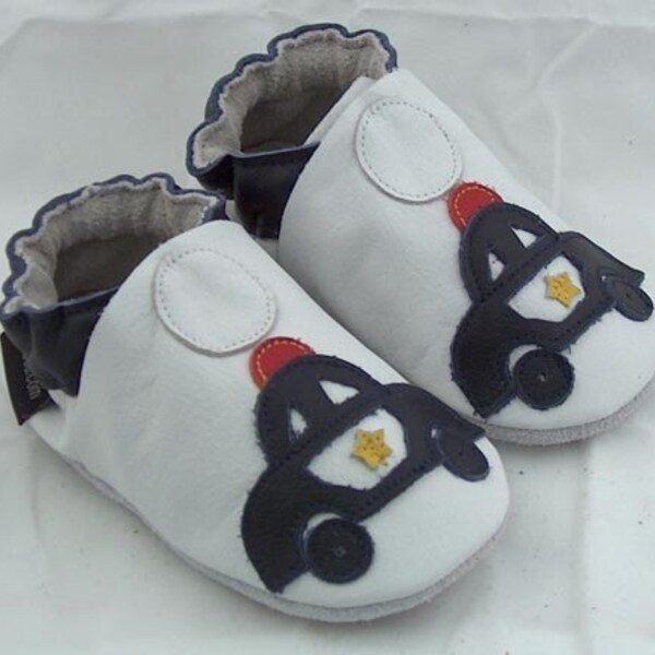 Minitoes Soft sole leather BABY crib shoes police car pick your size size