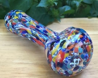 Rainbow Fritted Glass Pipe, Inside Out Glass Pipe, Thick Glass Pipe