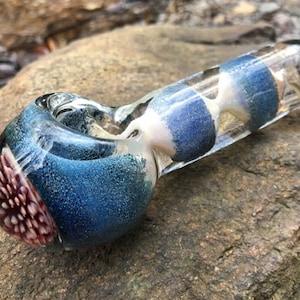 Middle Earth Fritted Glass Pipe, Inside Out Iridescent Glass Pipe, Thick Glass Pipes
