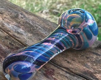 Dichroic Spiral Fumed Glass Pipe, Glass Sparkle Pipe, Twisted Glass Pipe, Thick Glass Pipes