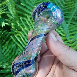 Dichroic Spiral Fumed Glass Pipe, Glass Sparkle Pipe, Twisted Glass Pipe, Thick Glass Pipes