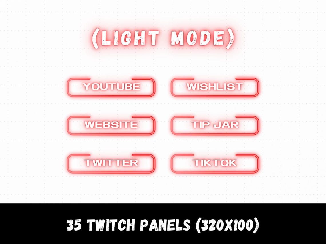 Twitch Panels Red Neon Channel Panel Pack for Gaming Streamers Twitch ...
