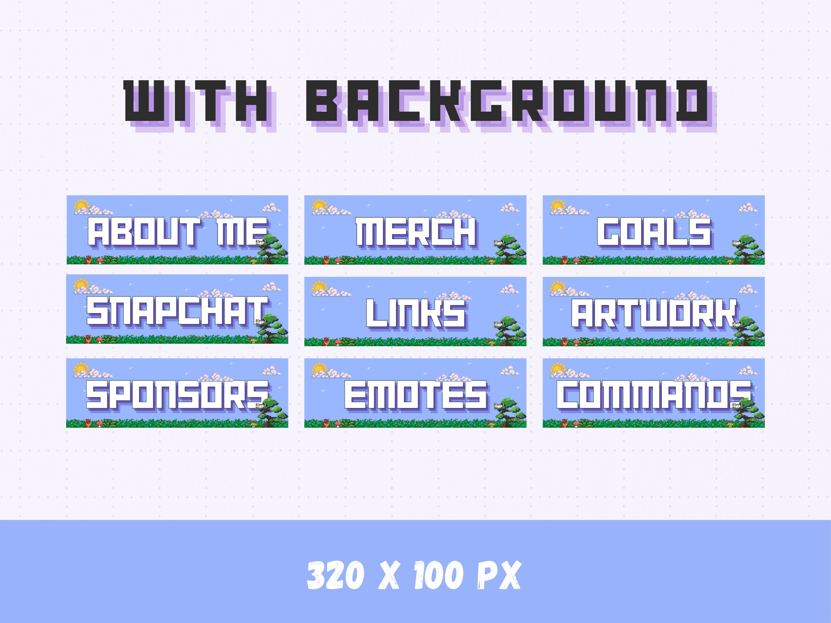 Pixelated Blue Twitch Channel Panels Pack for Gamers Pastel Blue Twitch ...