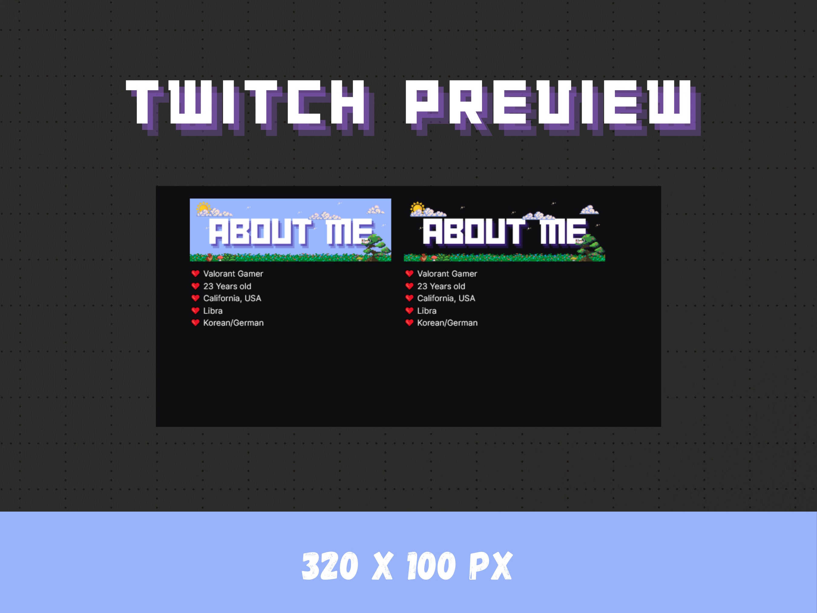Pixelated Blue Twitch Channel Panels Pack for Gamers Pastel Blue Twitch ...