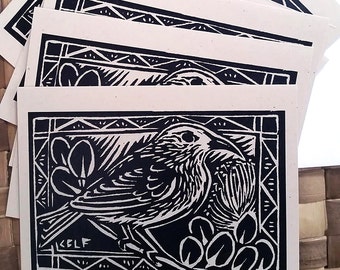 6 card set Apapane, Native Hawaiian forest bird note cards