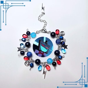 Vox Bracelet | Hazbin Hotel | the 3 Vs Alastor Lucifer charm bracelets handmade | HPG OG
