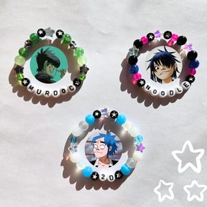 Gorillaz Bracelets | 2D Noodle Murdoc | Handmade Bracelet | aesthetic alternative y2k 00s strechy bracelets demon days plastic beach humanz