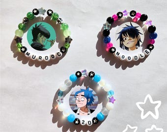 Gorillaz Bracelets | 2D Noodle Murdoc | Handmade Bracelet | aesthetic alternative y2k 00s strechy bracelets demon days plastic beach humanz