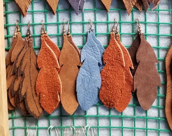 Handmade Leather Feather Earrings: Lightweight Boho Jewelry