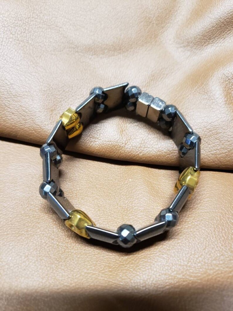 Gold Skull Magnetic Hematite Bracelet