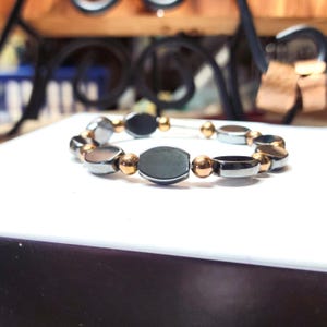 Flat Oval and Bronze Magnetic Hematite Bracelet, Arthritis Bracelet, Increases Circulation Bracelet, Healing Magnetic Bracelet, Handmade