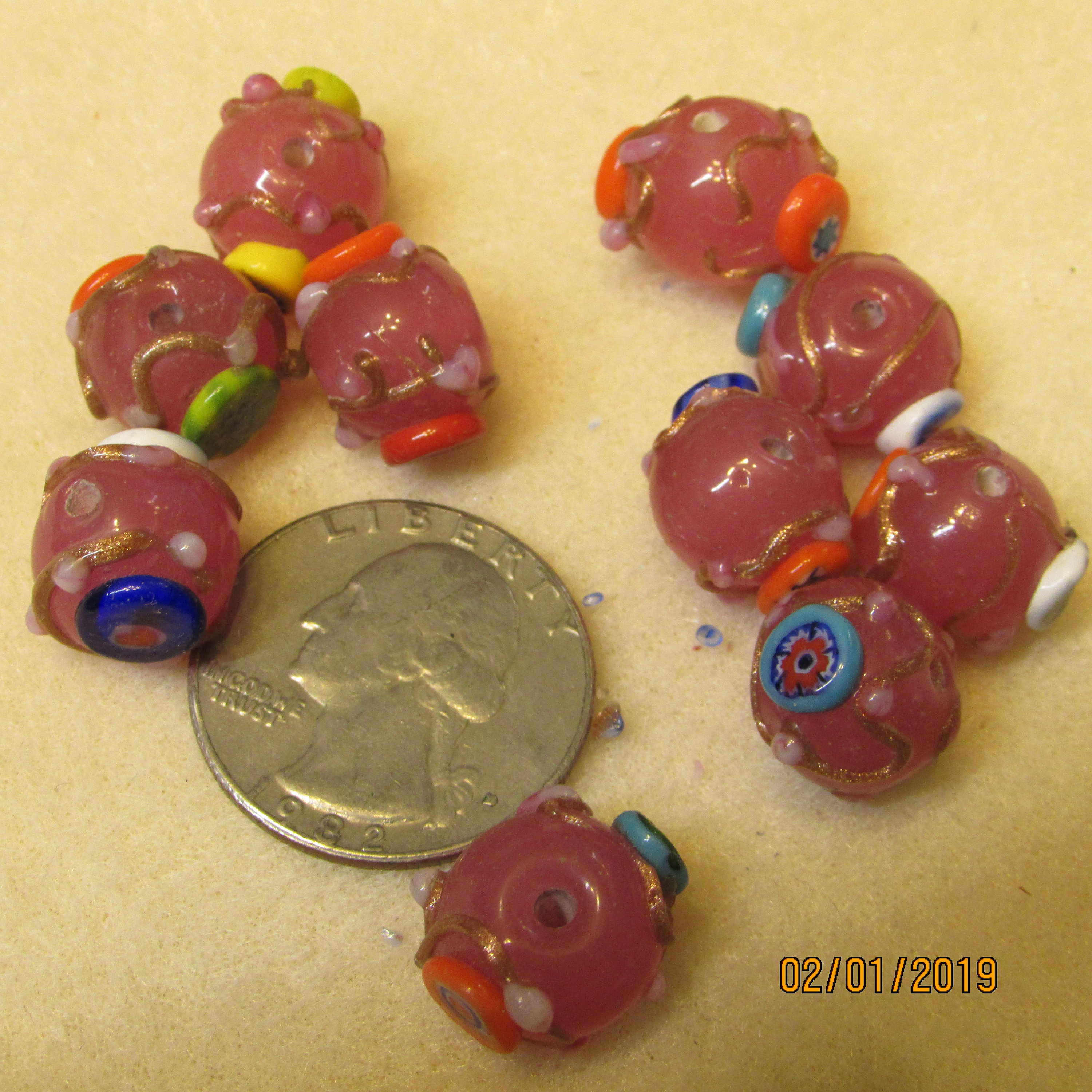 Opaque Aqua 10mm Lampwork Wedding Cake Bead Venetian Glass Bead Italian |Quantity 1
