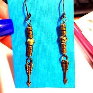 Arrow and Bead Earrings, Men&#39;s Arrow earrings with beads, Men&#39;s Jewelry, Arrow and Beads