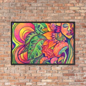 Psychedelic Framed Poster Print Boho Decor Large Wall Art