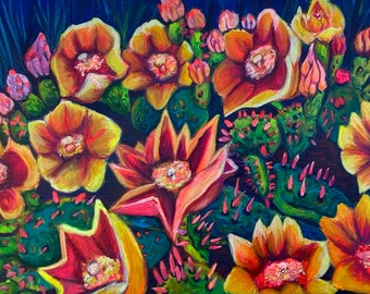 Rainbow Prickly Pear Cactus Wall Art