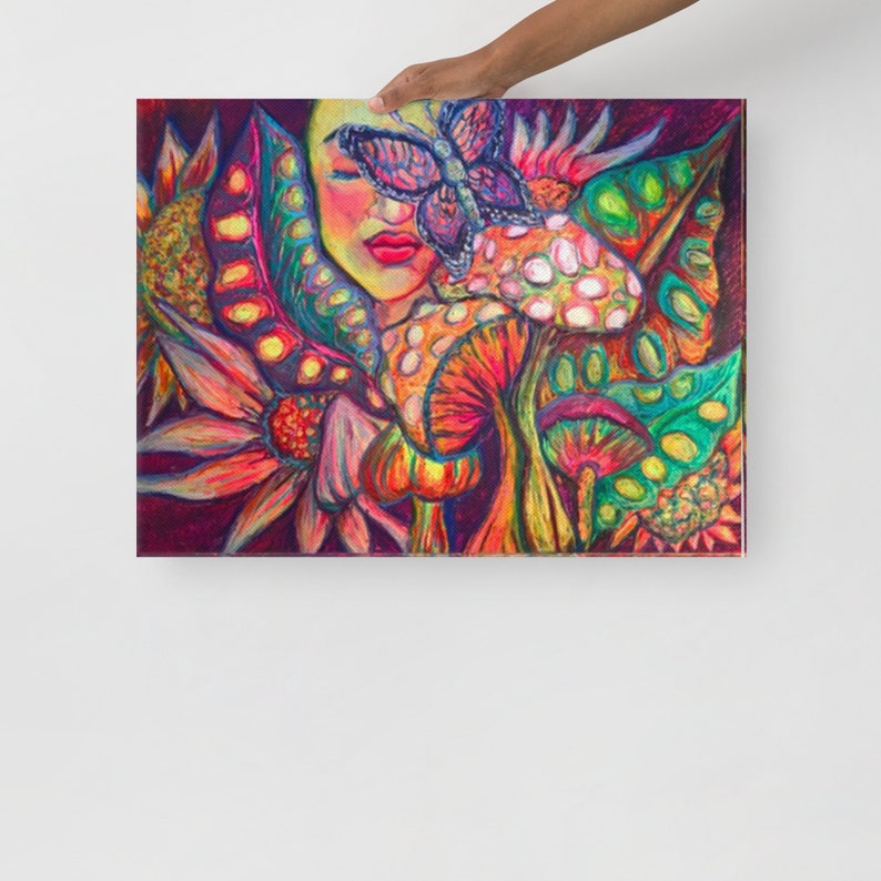 Psychedelic Woodland Mushroom Goddess Canvas Art image 8