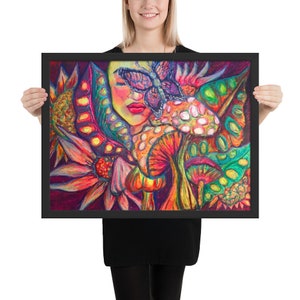 Psychedelic Mushroom Forest Gaia Art Framed Poster image 3