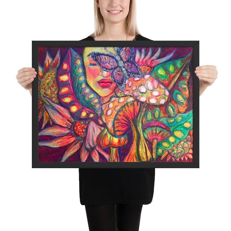 Psychedelic Mushroom Forest Gaia Art Framed Poster image 3