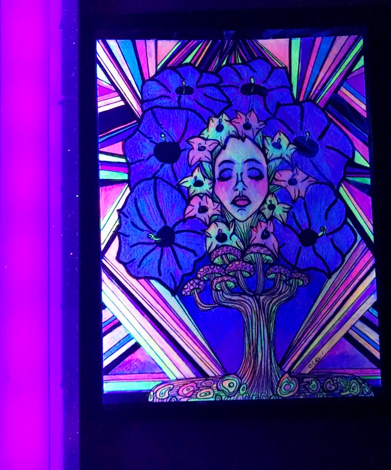 Psychedelic Art UV Reactive Retro Wall Art image 5