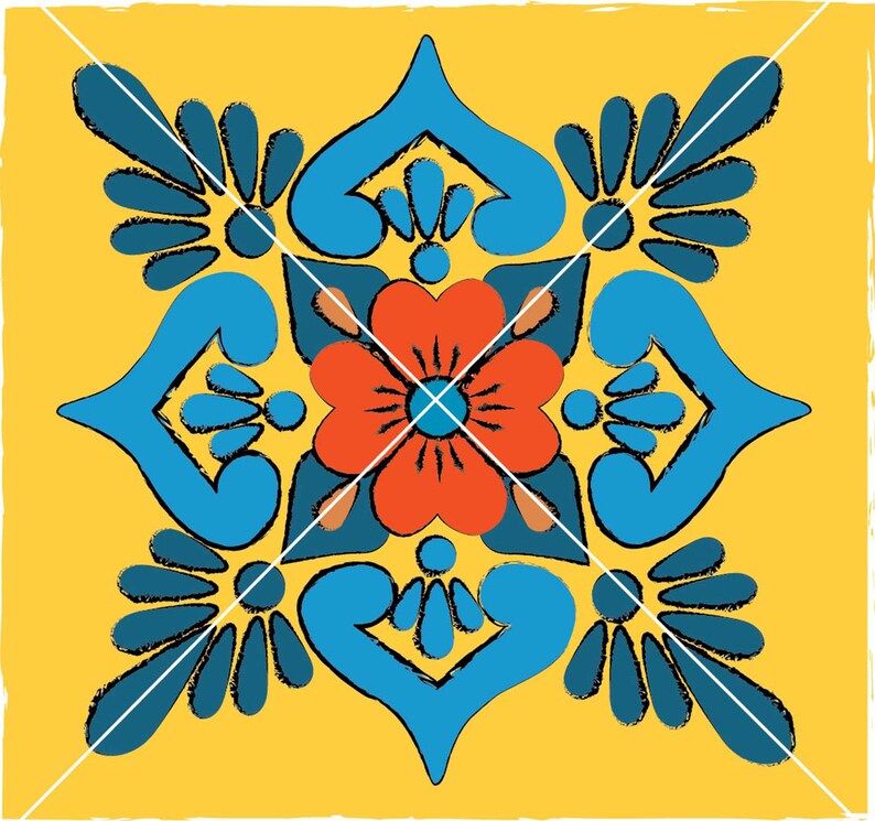 Two 6x6 Spanish Mexican Talavera Tile Designs Digital Art Etsy