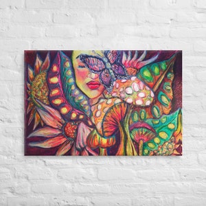 Psychedelic Woodland Mushroom Goddess Canvas Art image 3